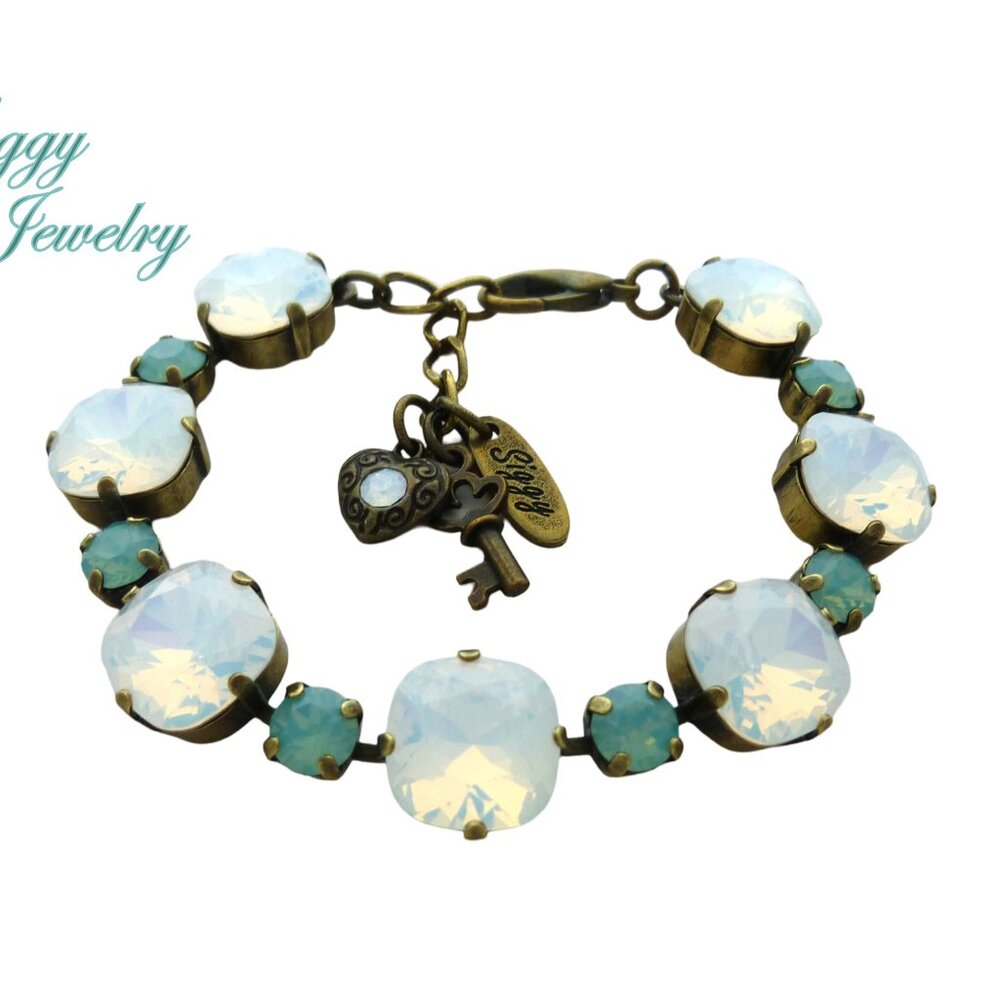White and Pacific Opal Tennis Bracelet made with Swarovski crystals